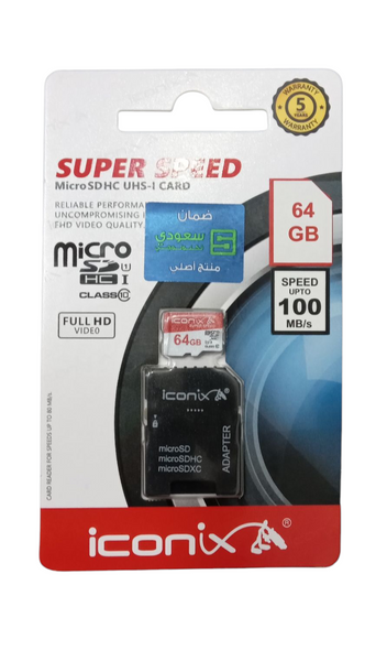 Iconix Digital 64 GB microSDHC Class 10 UHS-1 Memory Card