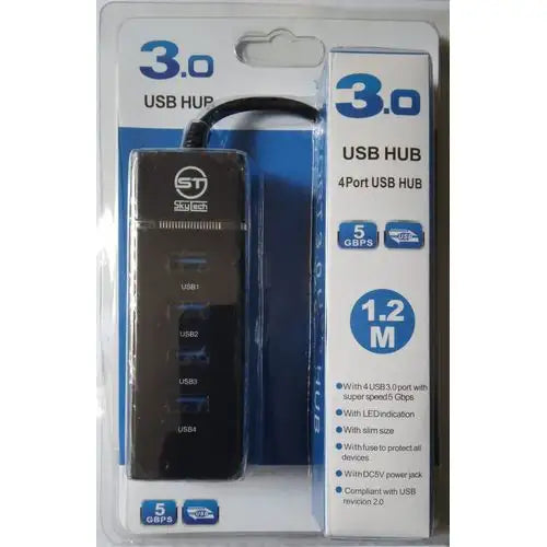 4 Ports High Speed USB HUB Hi-Speed USB 3.0 Splitter Expansion BLACK(60 CM)
