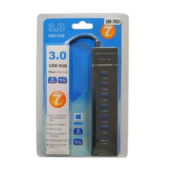 7 Ports High Speed USB HUB Hi-Speed USB 3.0 Splitter Expansion BLACK